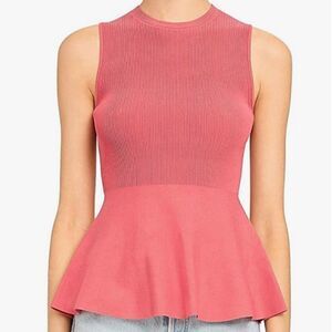 THEORY RIBBED PEPLUM TOP SIZE XS PETITE